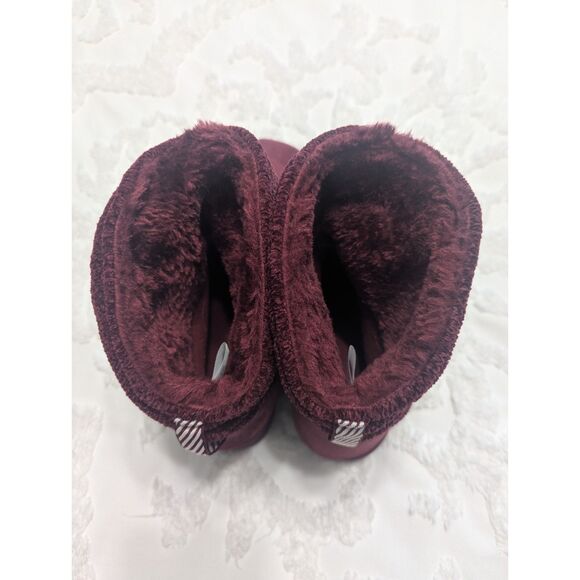 LongBay Warm Chenille Bootie Slippers Memory Foam Wine Red M 7-8 - Picture 3 of 7